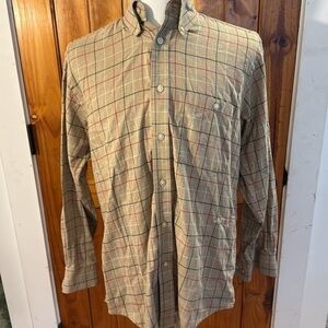 Orvis Tan and Red Casual Button Down Shirt M
